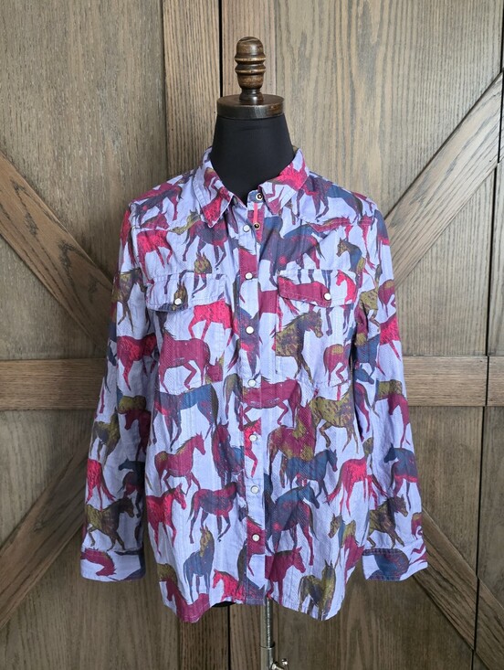 Sundance Tops - Sundance Multicolor Horse-Print Shirt